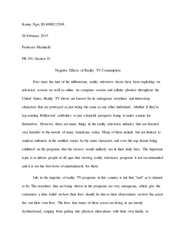 disadvantages of reality shows why reality tv is bad essay